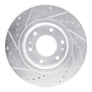 Buick Rainier Brake Rotor (1) - Front Right - R1 Concepts - Drilled & Slotted - Silver - `06-`09